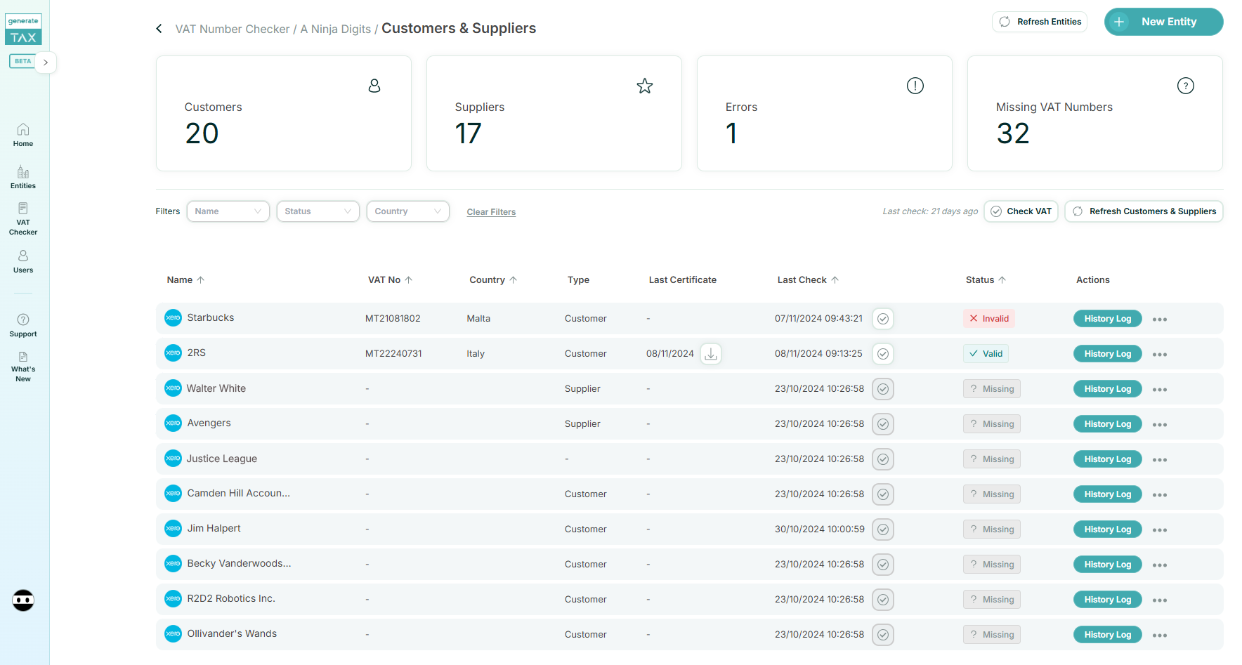 VAT Number Checker Customers and Suppliers